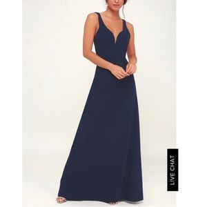 Lulus Glamour Than This Navy Blue Maxi Dress - L